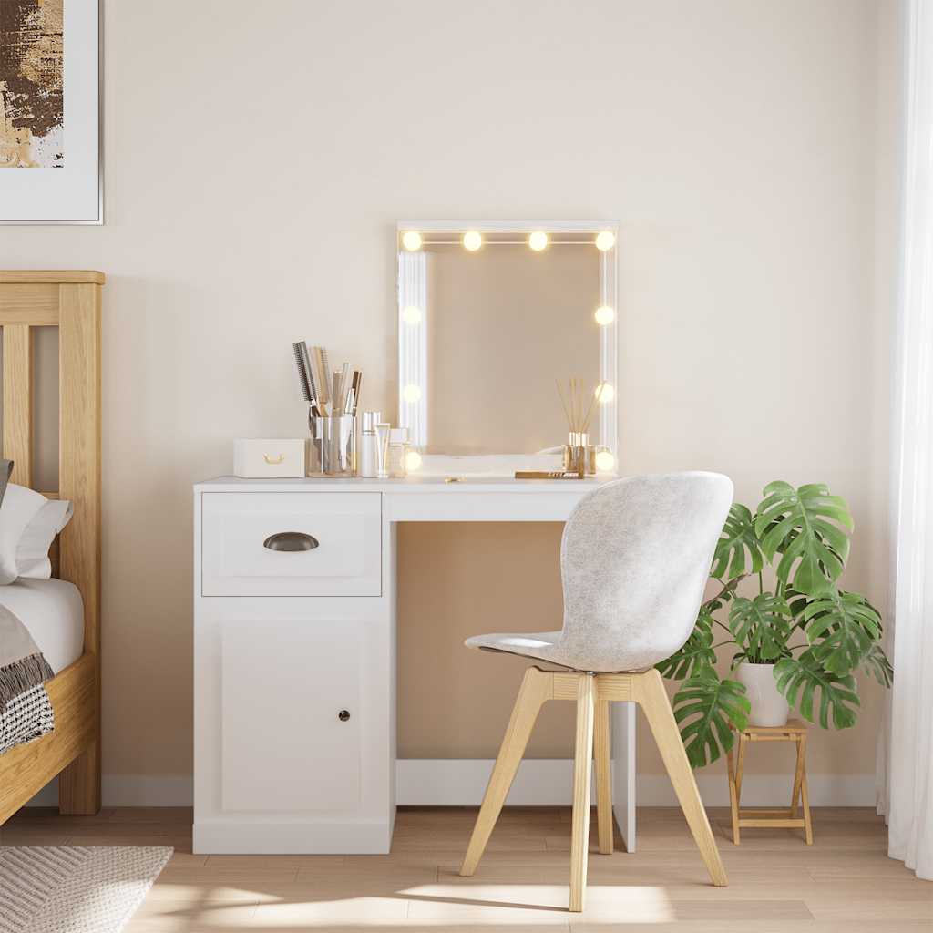 Dressing Table with LED Lights White 90x42x132,5 cm
