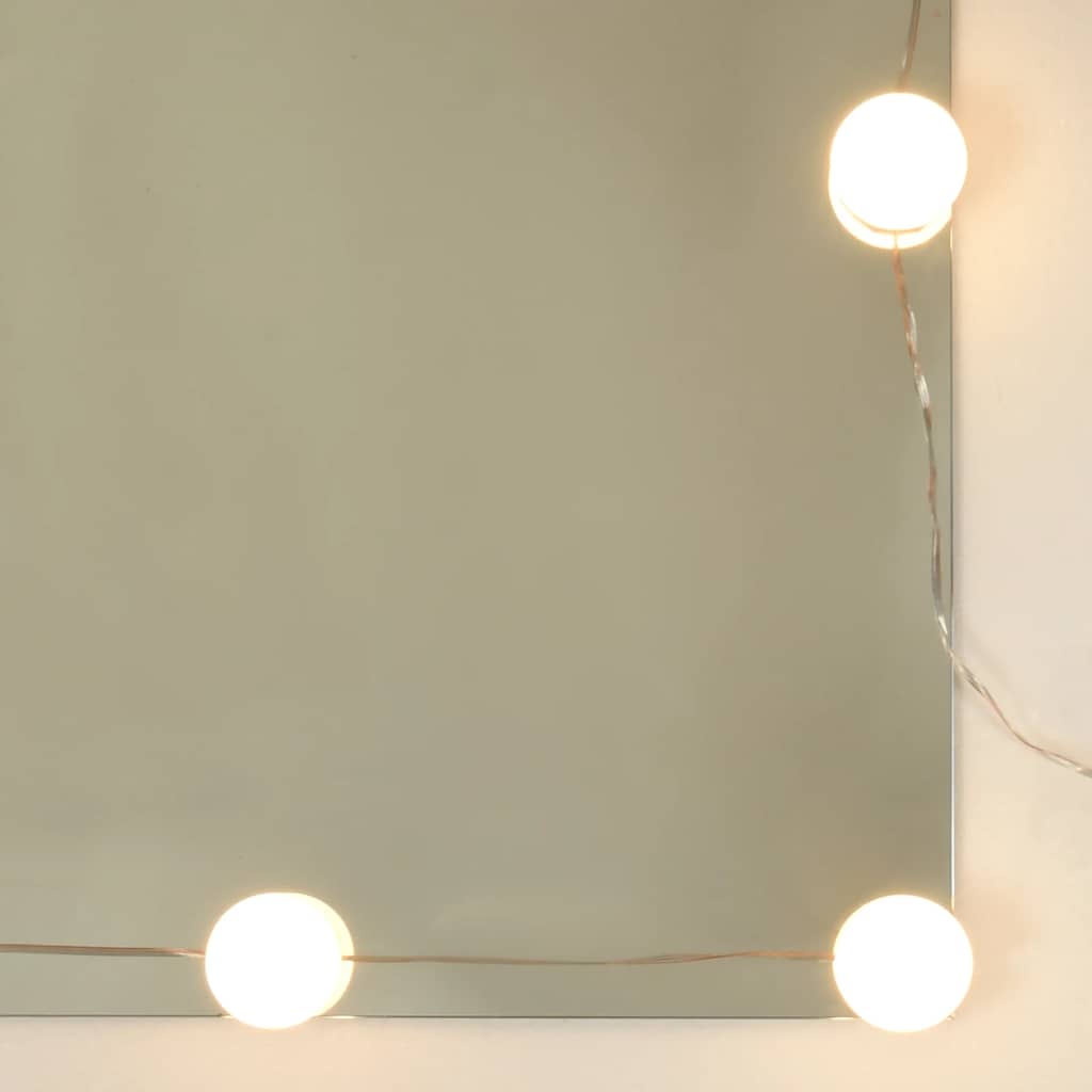 Dressing Table with LED Lights Black 90x42x132.5 cm