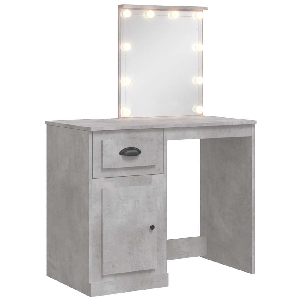 Dressing Table with LED Lights Concrete Grey 90x42x132.5 cm
