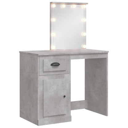 Dressing Table with LED Lights Concrete Grey 90x42x132.5 cm