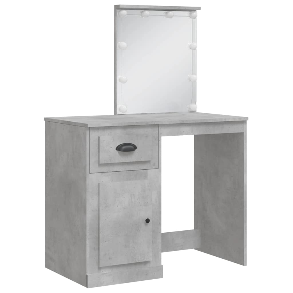 Dressing Table with LED Lights Concrete Grey 90x42x132.5 cm