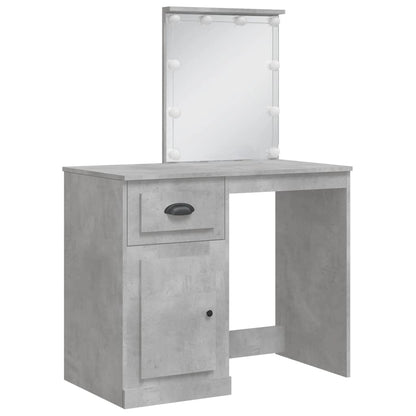 Dressing Table with LED Lights Concrete Grey 90x42x132.5 cm