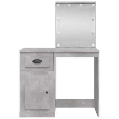 Dressing Table with LED Lights Concrete Grey 90x42x132.5 cm