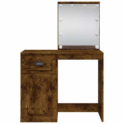 Dressing Table with LED Lights Smoked Oak 90x42x132,5 cm