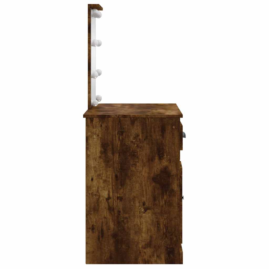 Dressing Table with LED Lights Smoked Oak 90x42x132,5 cm