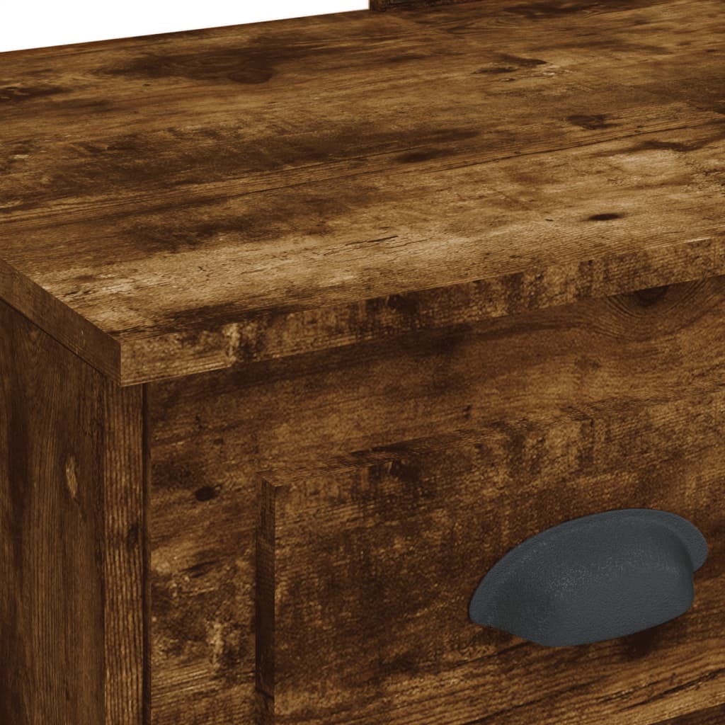 Dressing Table with LED Lights Smoked Oak 90x42x132.5 cm