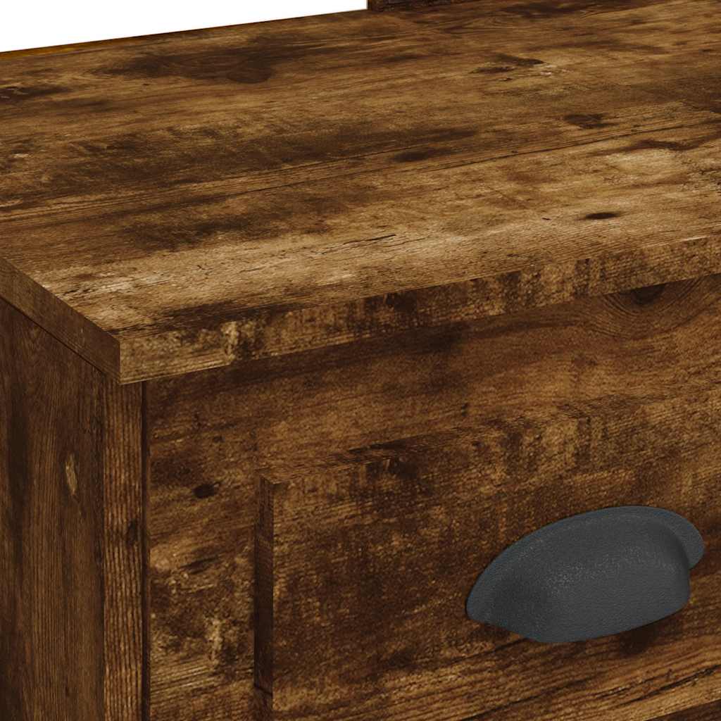 Dressing Table with LED Lights Smoked Oak 90x42x132,5 cm