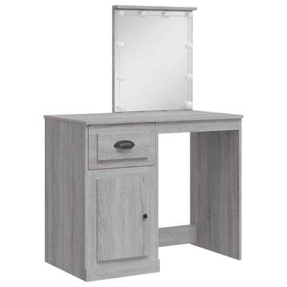 Dressing Table with LED Lights Grey Sonoma 90x42x132,5 cm