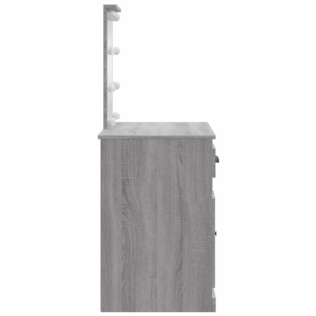 Dressing Table with LED Lights Grey Sonoma 90x42x132,5 cm