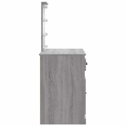 Dressing Table with LED Lights Grey Sonoma 90x42x132,5 cm