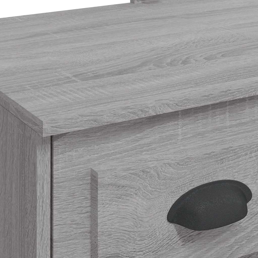 Dressing Table with LED Lights Grey Sonoma 90x42x132,5 cm