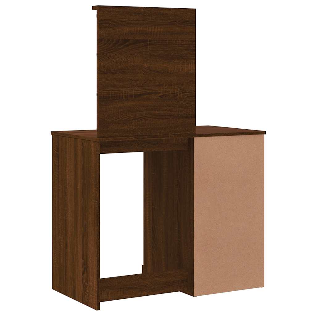 Dressing Table with LED Lights Brown Oak 90x42x132,5 cm