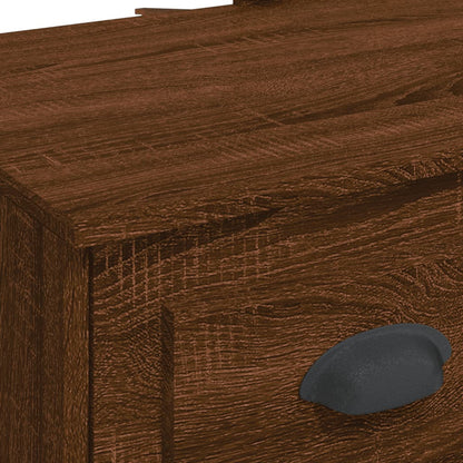 Dressing Table with LED Lights Brown Oak 90x42x132.5 cm