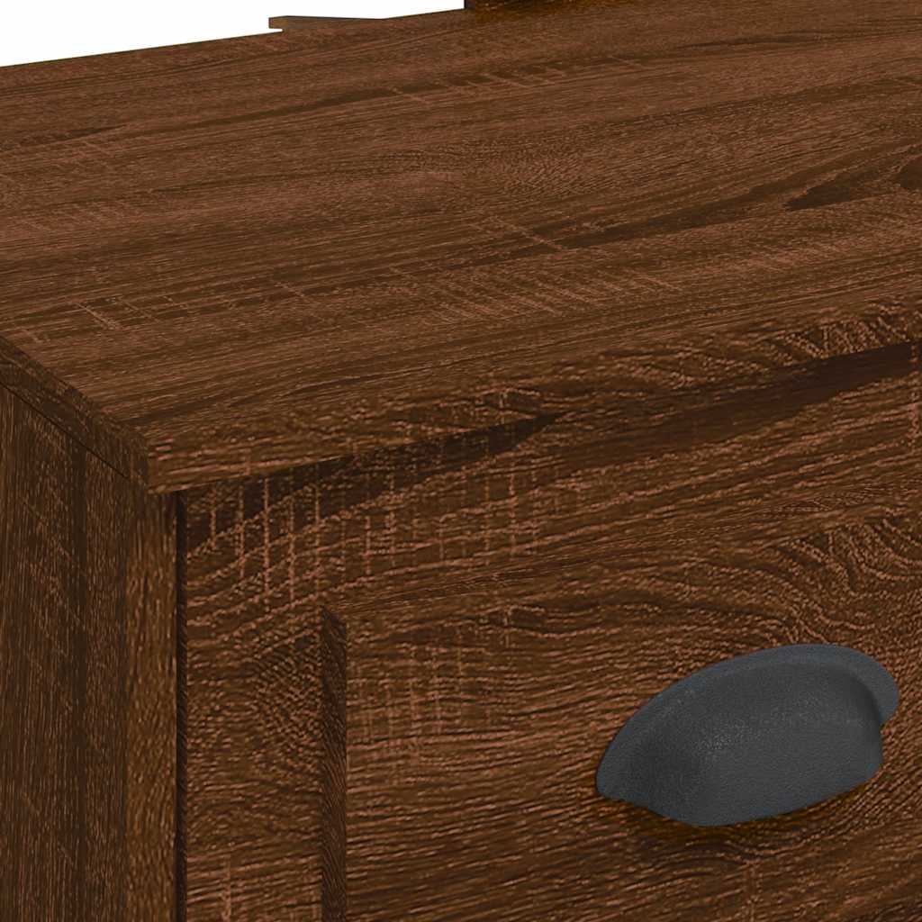 Dressing Table with LED Lights Brown Oak 90x42x132,5 cm