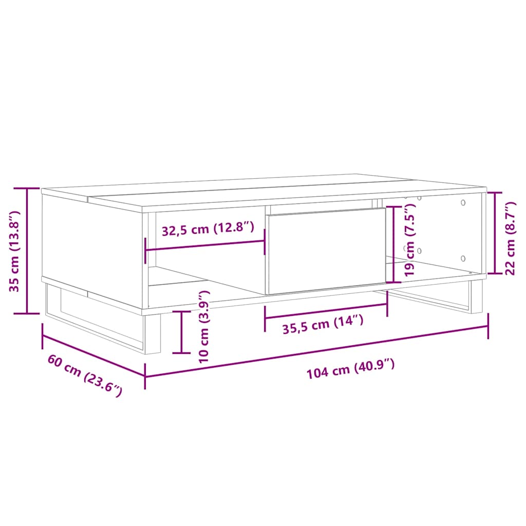 Coffee Table Concrete Grey 104x60x35 cm Engineered Wood