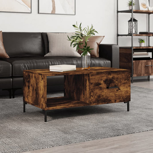 Coffee Table Smoked Oak 90x50x40 cm Engineered Wood