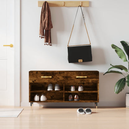 Shoe Bench Smoked Oak 102x35x55 cm Engineered Wood