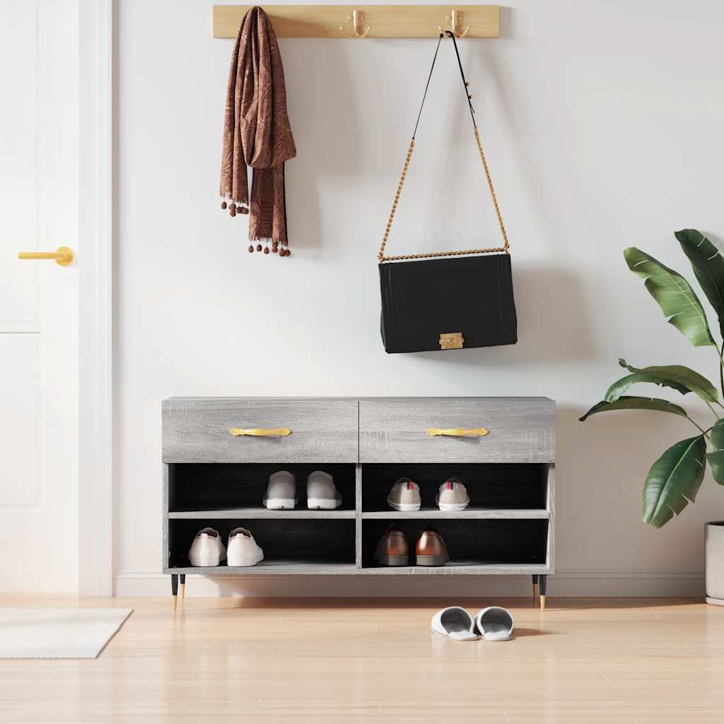 Shoe Bench Grey Sonoma 102x35x55 cm Engineered Wood