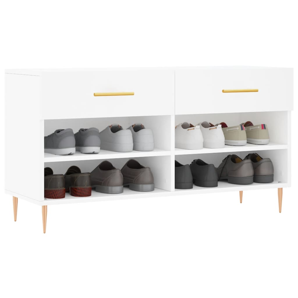 Shoe Bench White 102x35x55 cm Engineered Wood