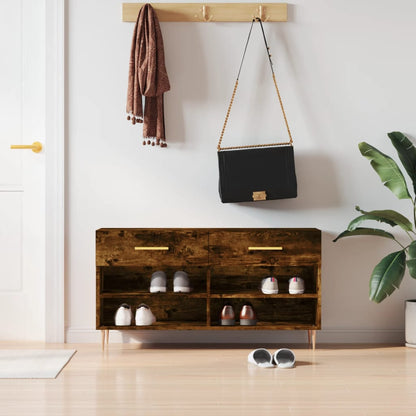 Shoe Bench Smoked Oak 102x35x55 cm Engineered Wood