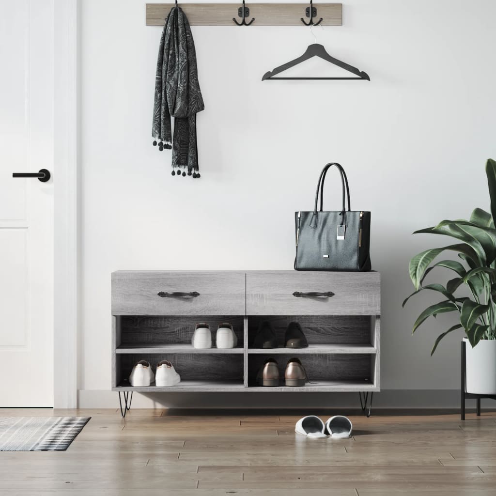 Shoe Bench Grey Sonoma 102x35x55 cm Engineered Wood