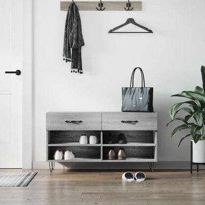Shoe Bench Grey Sonoma 102x35x55 cm Engineered Wood