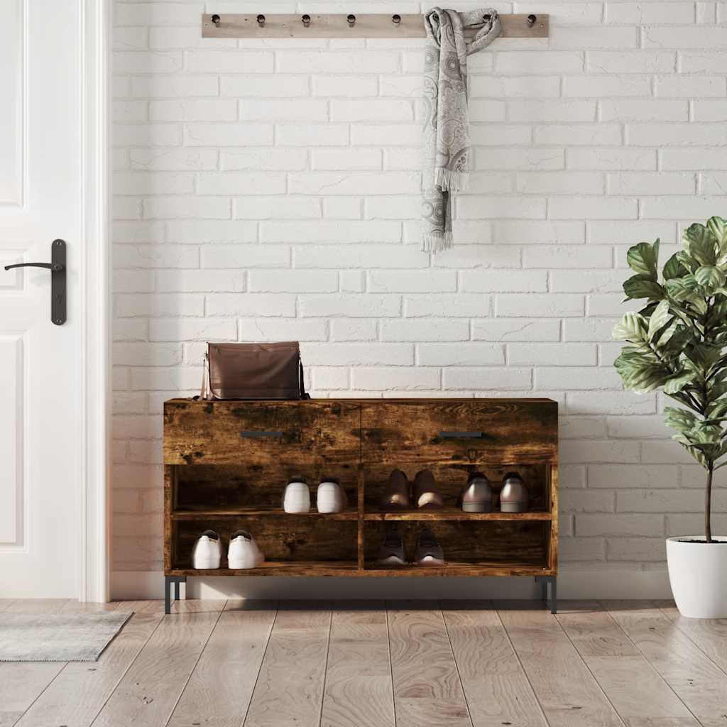 Shoe Bench Smoked Oak 102x35x55 cm Engineered Wood