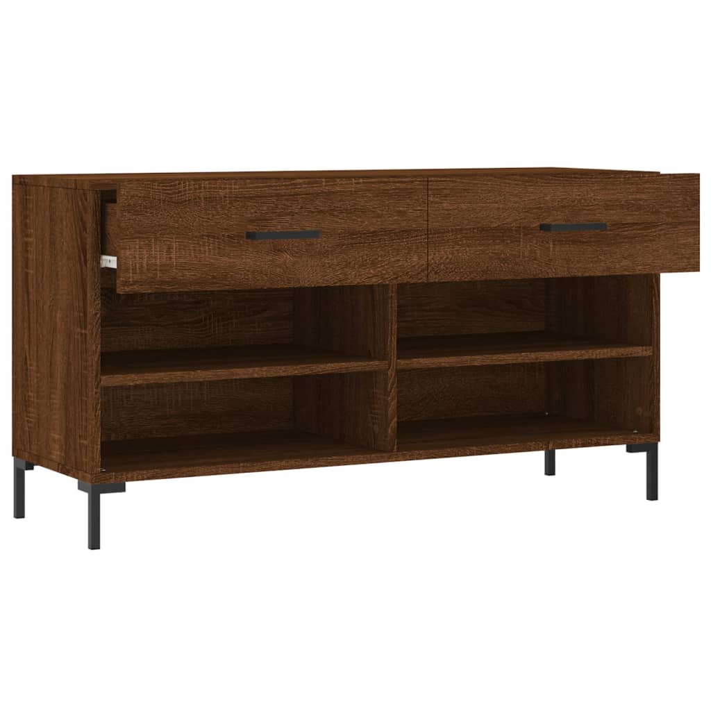 Shoe Bench Brown Oak 102x35x55 cm Engineered Wood