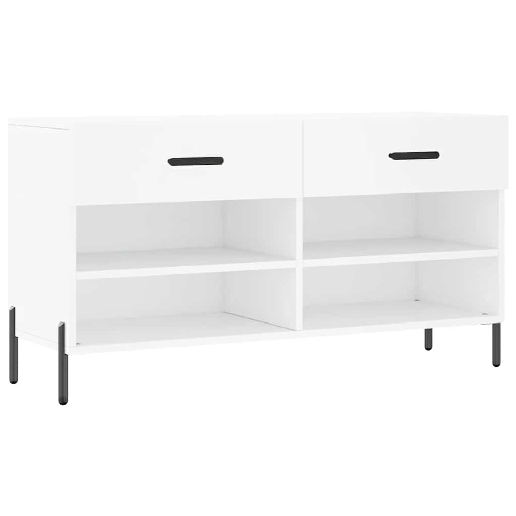 Shoe Bench White 102x35x55 cm Engineered Wood
