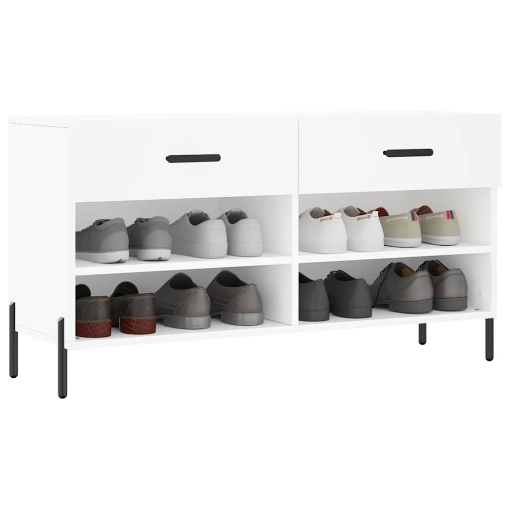 Shoe Bench White 102x35x55 cm Engineered Wood
