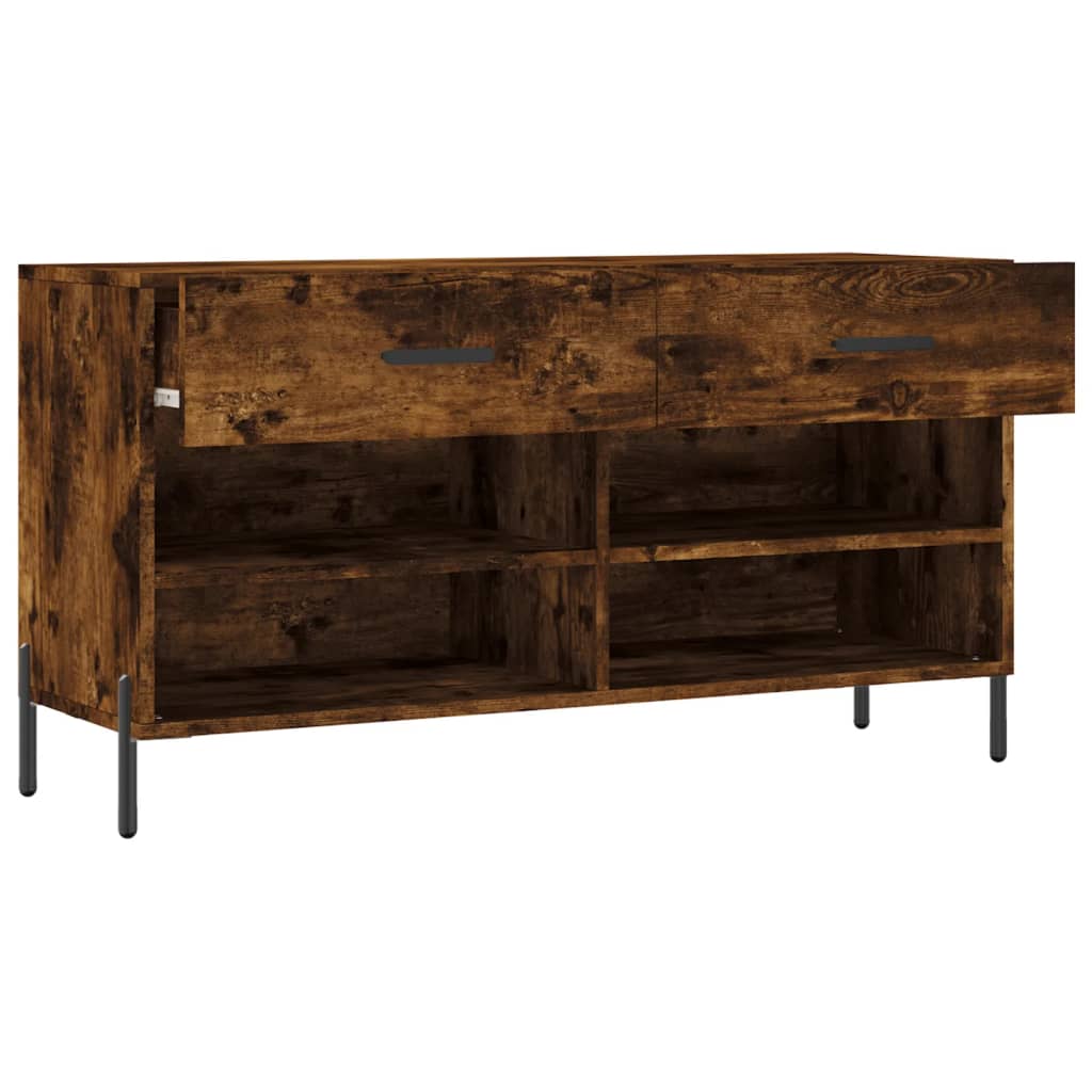 Shoe Bench Smoked Oak 102x35x55 cm Engineered Wood