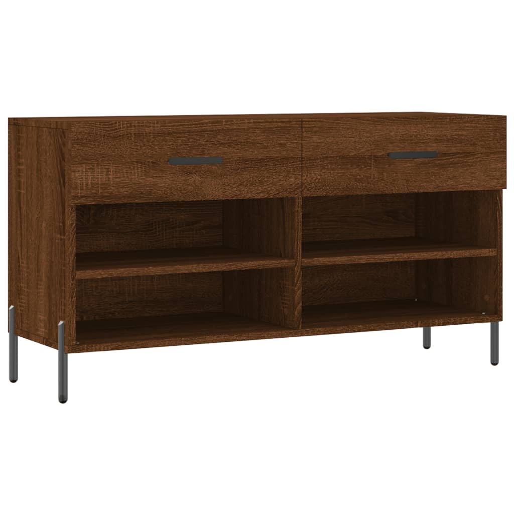 Shoe Bench Brown Oak 102x35x55 cm Engineered Wood