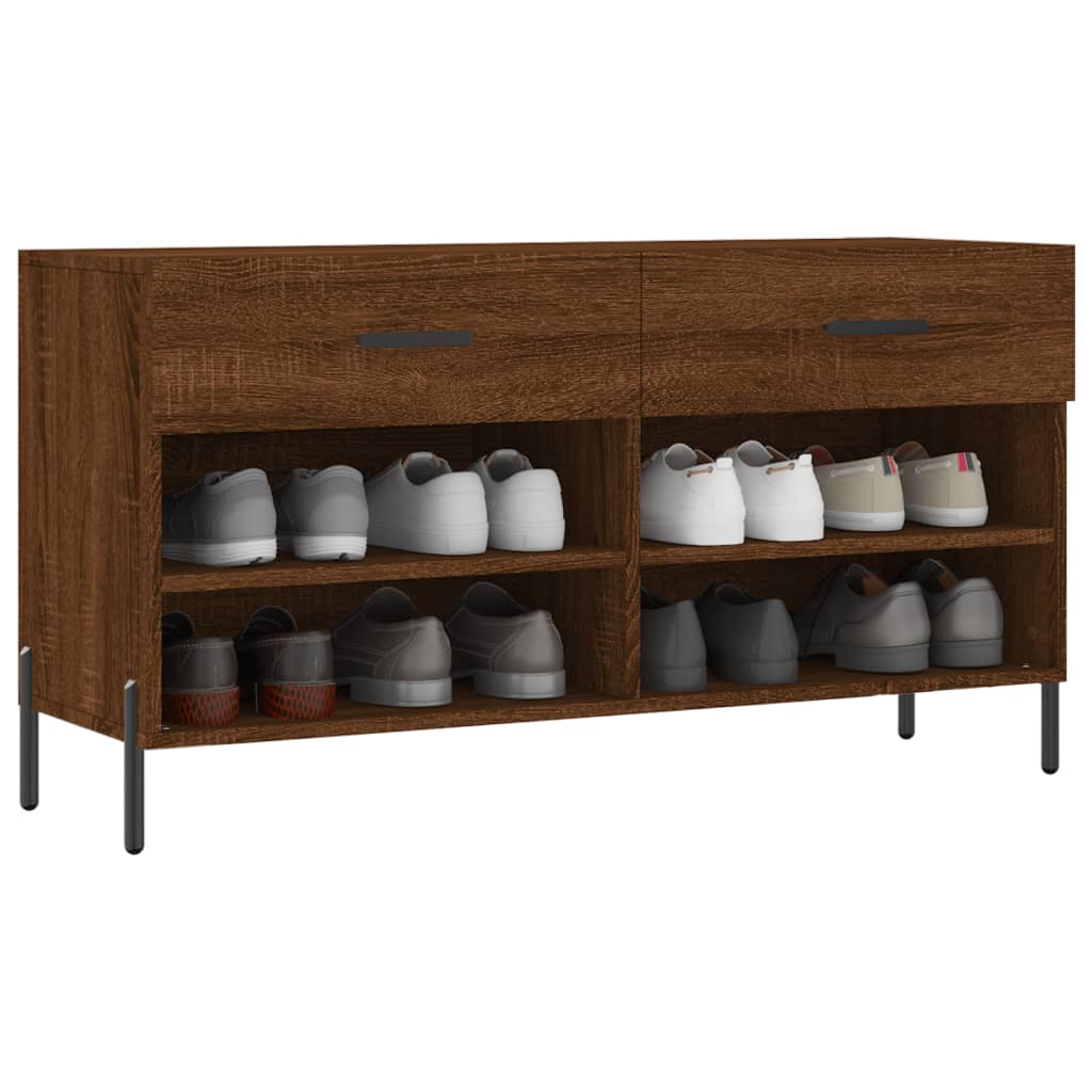 Shoe Bench Brown Oak 102x35x55 cm Engineered Wood