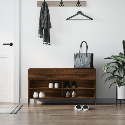 Shoe Bench Brown Oak 102x35x55 cm Engineered Wood