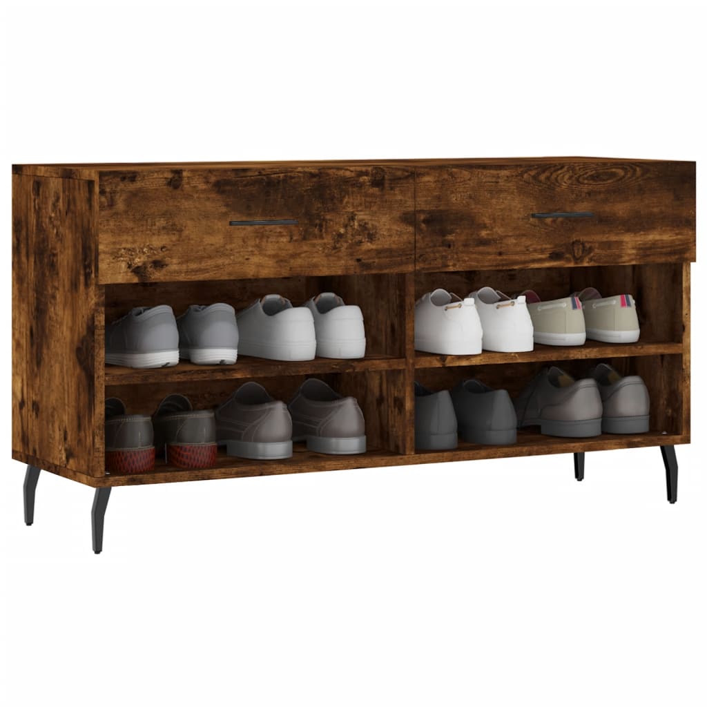 Shoe Bench Smoked Oak 102x35x55 cm Engineered Wood