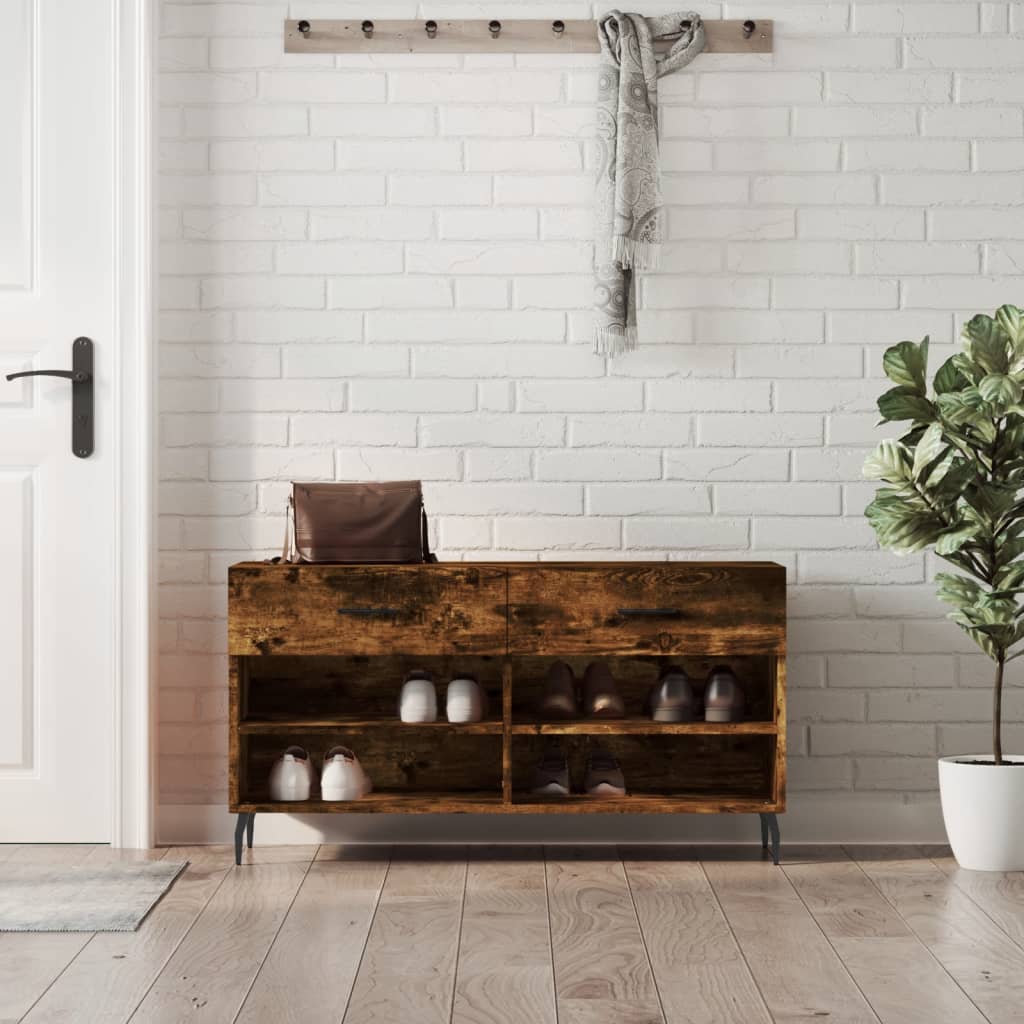 Shoe Bench Smoked Oak 102x35x55 cm Engineered Wood