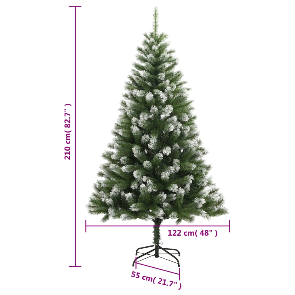 Artificial Hinged Christmas Tree with Flocked Snow 210 cm