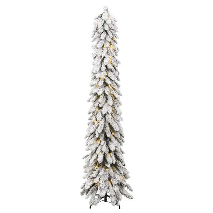 Artificial Pre-lit Christmas Tree with 100 LEDs and Flocked Snow 180 cm