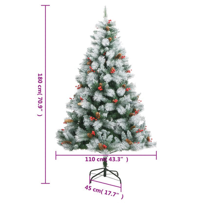 Artificial Hinged Christmas Tree with Cones and Berries 180 cm