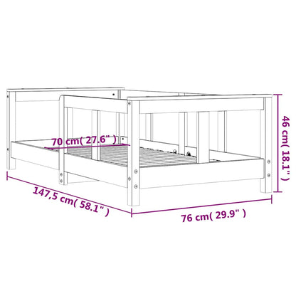 Kids Bed Frame White 70x140 cm Solid Wood Pine