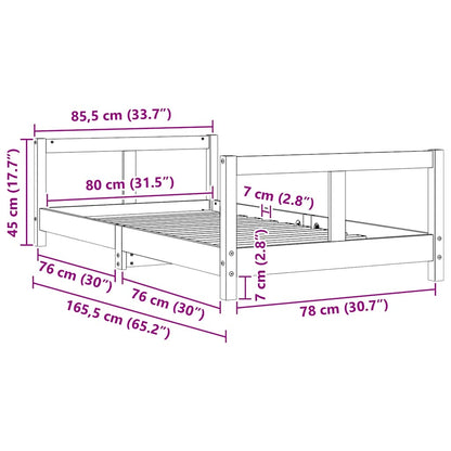Kids Bed Frame 80x160 cm Solid Wood Pine