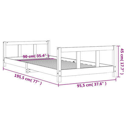 Kids Bed Frame 90x190 cm Solid Wood Pine