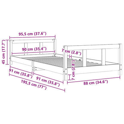 Kids Bed Frame 90x190 cm Solid Wood Pine