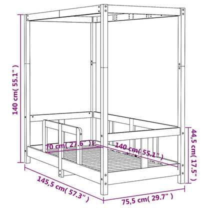 Kids Bed Frame 70x140 cm Solid Wood Pine