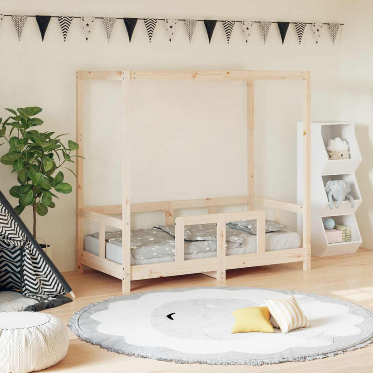 Kids Bed Frame 70x140 cm Solid Wood Pine