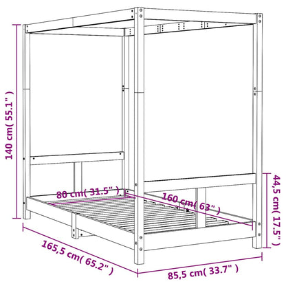 Kids Bed Frame White 80x160 cm Solid Wood Pine