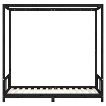 Kids Bed Frame Black 90x190 cm Solid Wood Pine