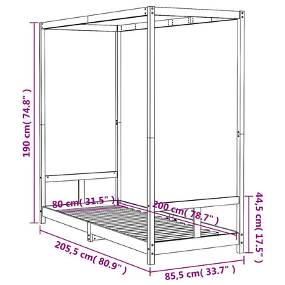 Kids Bed Frame White 80x200 cm Solid Wood Pine