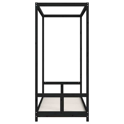 Kids Bed Frame Black 80x200 cm Solid Wood Pine