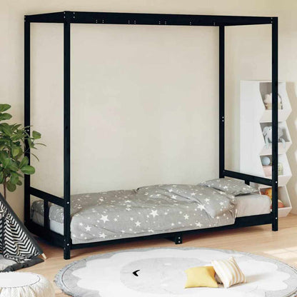 Kids Bed Frame Black 80x200 cm Solid Wood Pine